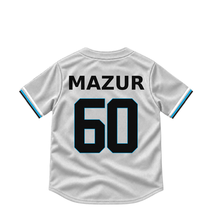 Miami Marlins jersey keychain — Adam Mazur #60. Exact saved player artwork preview.