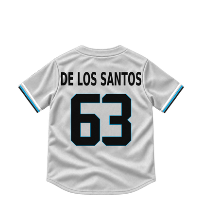 Miami Marlins jersey keychain — Deyvison De Los Santos #63. Exact saved player artwork preview.