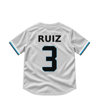 Miami Marlins jersey keychain — Esteury Ruiz #3. Exact saved player artwork preview.