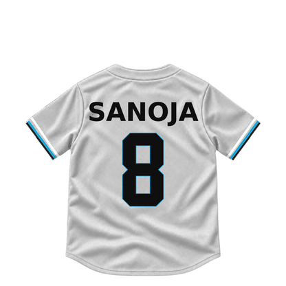 Miami Marlins jersey keychain — Javier Sanoja #8. Exact saved player artwork preview.