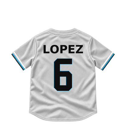 Miami Marlins jersey keychain — Otto Lopez #6. Exact saved player artwork preview.