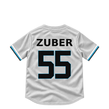 Miami Marlins jersey keychain — Tyler Zuber #55. Exact saved player artwork preview.