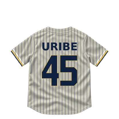 Milwaukee Brewers jersey keychain — Abner Uribe #45. Exact saved player artwork preview.