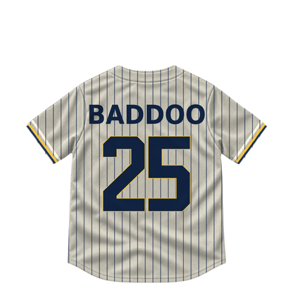 Milwaukee Brewers jersey keychain — Akil Baddoo #25. Exact saved player artwork preview.