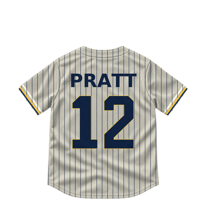 Milwaukee Brewers jersey keychain — Cooper Pratt #12. Exact saved player artwork preview.