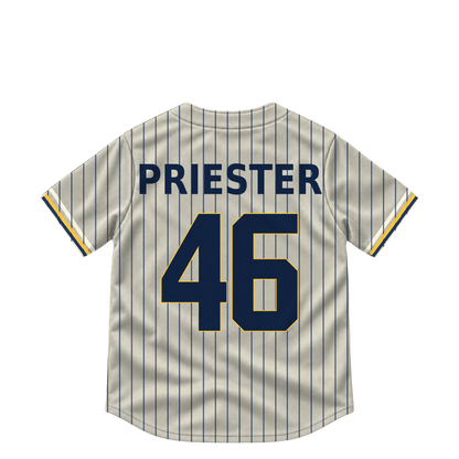 Milwaukee Brewers jersey keychain — Quinn Priester #46. Exact saved player artwork preview.
