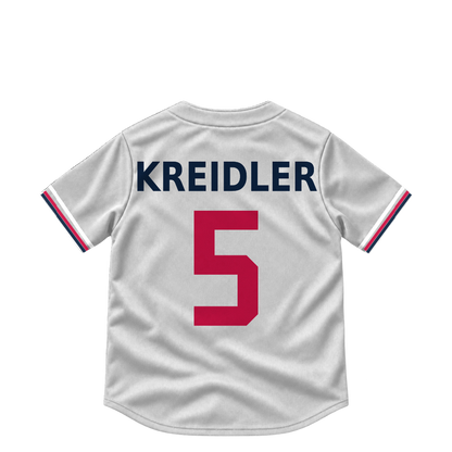 Minnesota Twins jersey keychain — Ryan Kreidler #5. Exact saved player artwork preview.