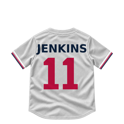 Minnesota Twins jersey keychain — Walker Jenkins #11. Exact saved player artwork preview.