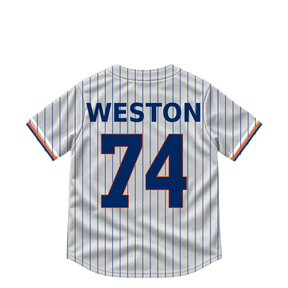 New York Mets jersey keychain — Cameron Weston #74. Exact saved player artwork preview.