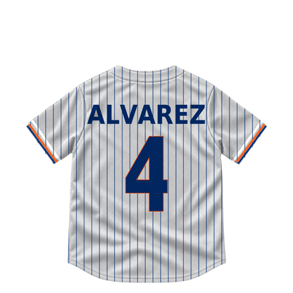 New York Mets jersey keychain — Francisco Alvarez #4. Exact saved player artwork preview.