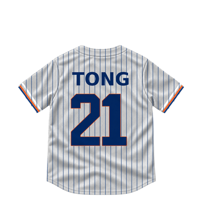 New York Mets jersey keychain — Jonah Tong #21. Exact saved player artwork preview.