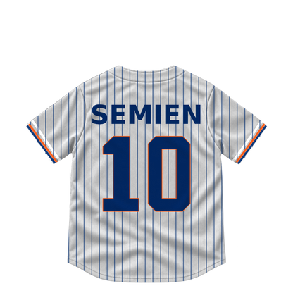 New York Mets jersey keychain — Marcus Semien #10. Exact saved player artwork preview.