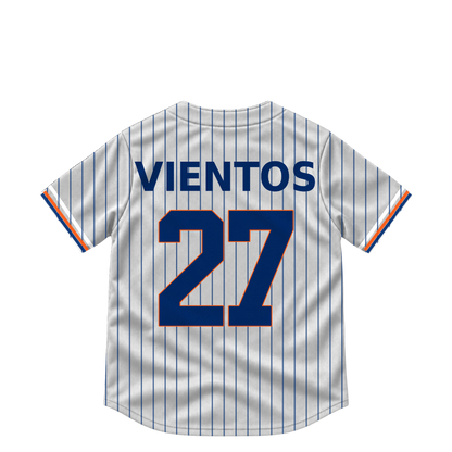New York Mets jersey keychain — Mark Vientos #27. Exact saved player artwork preview.