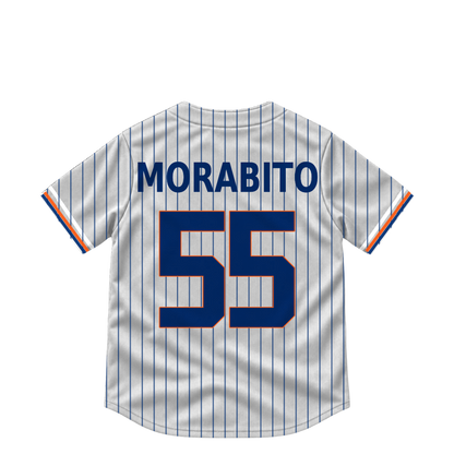 New York Mets jersey keychain — Nick Morabito #55. Exact saved player artwork preview.