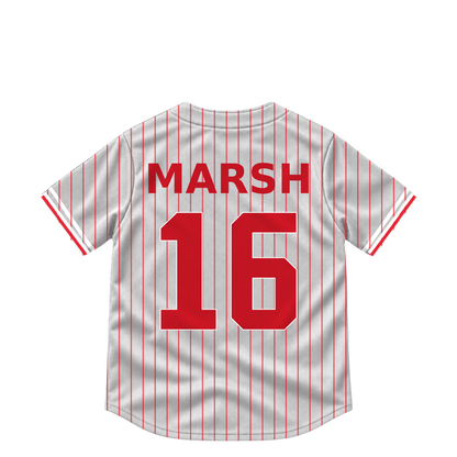 Philadelphia Phillies jersey keychain — Brandon Marsh #16. Exact saved player artwork preview.
