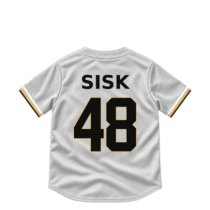 Pittsburgh Pirates jersey keychain — Evan Sisk #48. Exact saved player artwork preview.