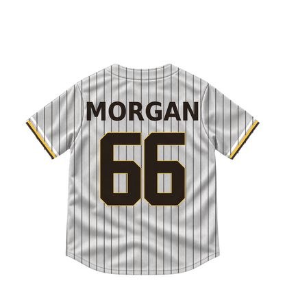 San Diego Padres jersey keychain — David Morgan #66. Exact saved player artwork preview.