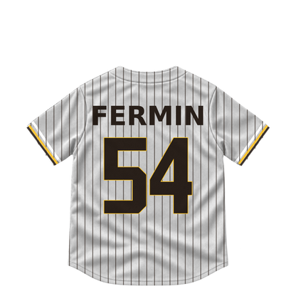 San Diego Padres jersey keychain — Freddy Fermin #54. Exact saved player artwork preview.