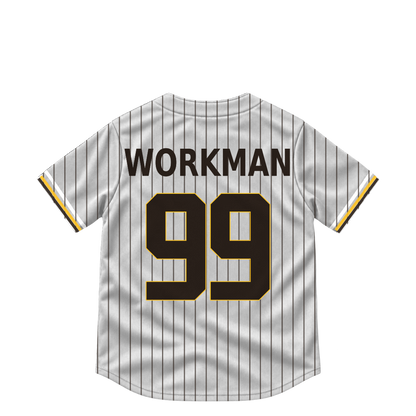 San Diego Padres jersey keychain — Gage Workman #99. Exact saved player artwork preview.