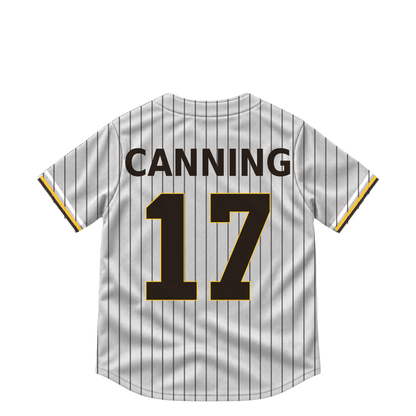 San Diego Padres jersey keychain — Griffin Canning #17. Exact saved player artwork preview.