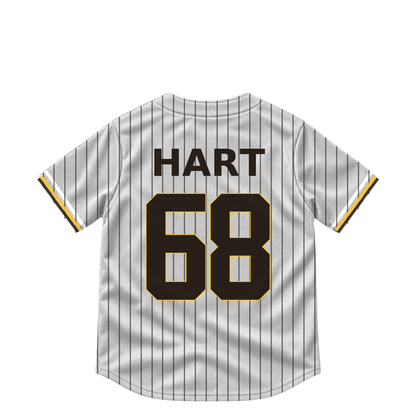 San Diego Padres jersey keychain — Kyle Hart #68. Exact saved player artwork preview.
