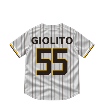 San Diego Padres jersey keychain — Lucas Giolito #55. Exact saved player artwork preview.