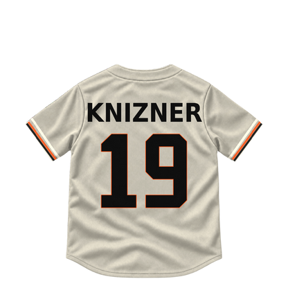 San Francisco Giants jersey keychain — Andrew Knizner #19. Exact saved player artwork preview.