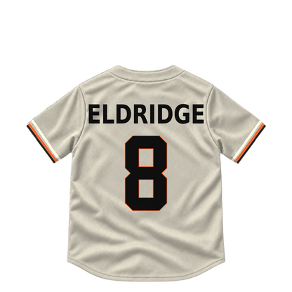 San Francisco Giants jersey keychain — Bryce Eldridge #8. Exact saved player artwork preview.