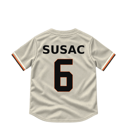 San Francisco Giants jersey keychain — Daniel Susac #6. Exact saved player artwork preview.