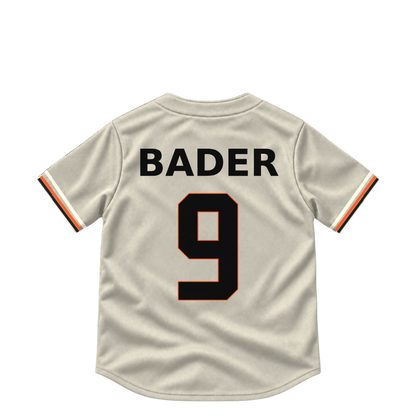 San Francisco Giants jersey keychain — Harrison Bader #9. Exact saved player artwork preview.