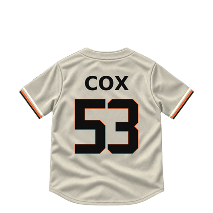 San Francisco Giants jersey keychain — Jonah Cox #53. Exact saved player artwork preview.