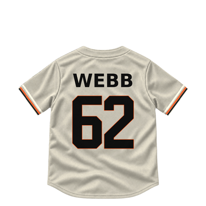 San Francisco Giants jersey keychain — Logan Webb #62. Exact saved player artwork preview.