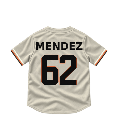 San Francisco Giants jersey keychain — Miguel Mendez #62. Exact saved player artwork preview.