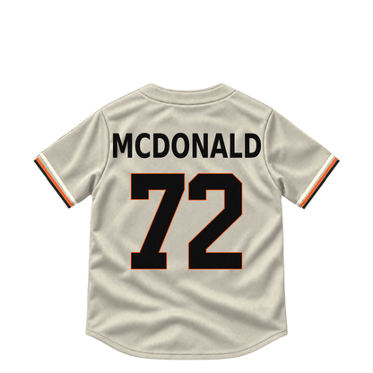 San Francisco Giants jersey keychain — Trevor McDonald #72. Exact saved player artwork preview.