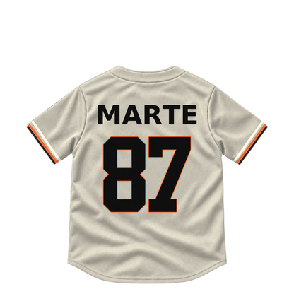 San Francisco Giants jersey keychain — Yunior Marte #87. Exact saved player artwork preview.