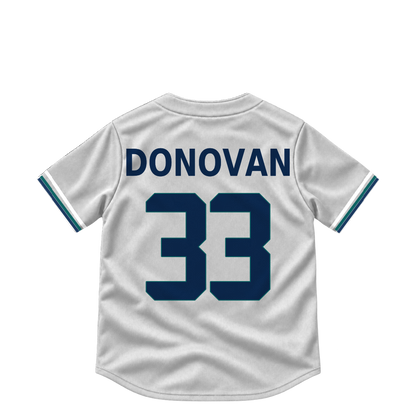 Seattle Mariners jersey keychain — Brendan Donovan #33. Exact saved player artwork preview.