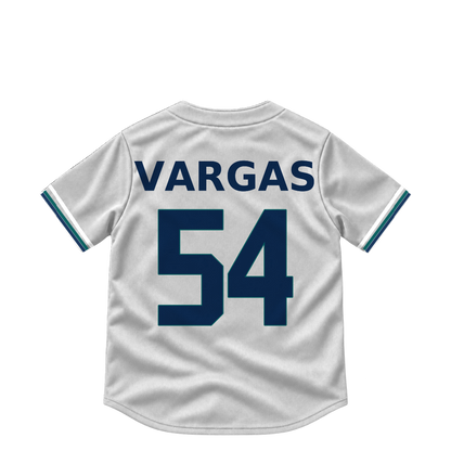 Seattle Mariners jersey keychain — Carlos Vargas #54. Exact saved player artwork preview.