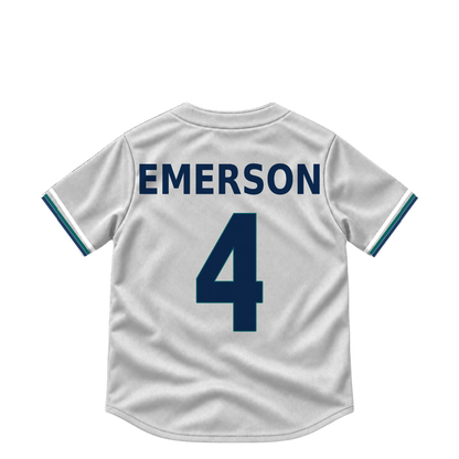 Seattle Mariners jersey keychain — Colt Emerson #4. Exact saved player artwork preview.
