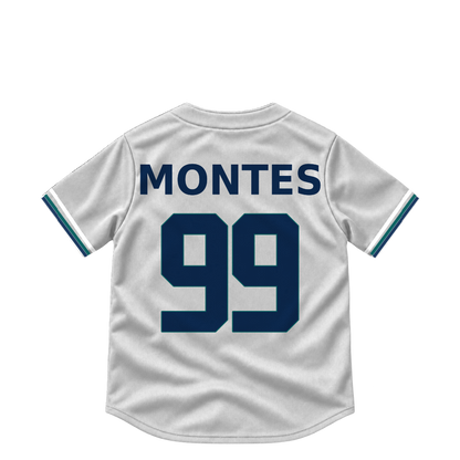 Seattle Mariners jersey keychain — Lazaro Montes #99. Exact saved player artwork preview.