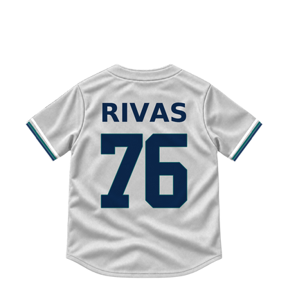 Seattle Mariners jersey keychain — Leo Rivas #76. Exact saved player artwork preview.