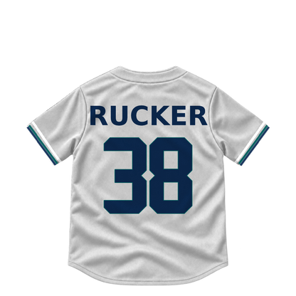 Seattle Mariners jersey keychain — Michael Rucker #38. Exact saved player artwork preview.