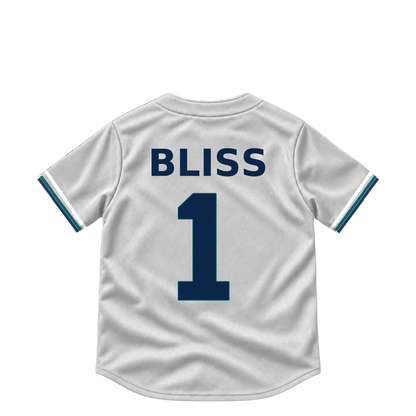 Seattle Mariners jersey keychain — Ryan Bliss #1. Exact saved player artwork preview.