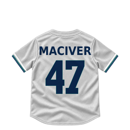 Seattle Mariners jersey keychain — Willie MacIver #47. Exact saved player artwork preview.