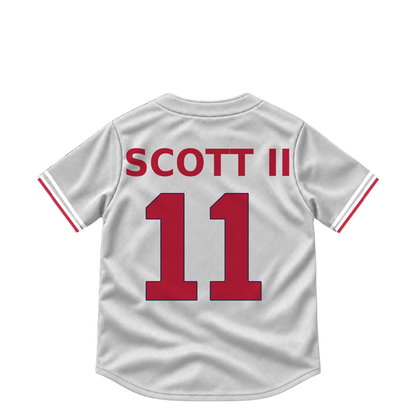 St. Louis Cardinals jersey keychain — Victor Scott II #11. Exact saved player artwork preview.