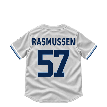 Tampa Bay Rays jersey keychain — Drew Rasmussen #57. Exact saved player artwork preview.