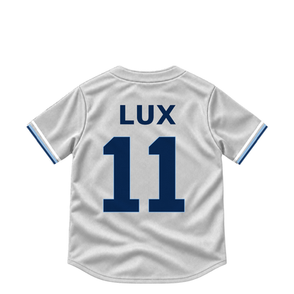Tampa Bay Rays jersey keychain — Gavin Lux #11. Exact saved player artwork preview.