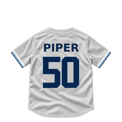 Tampa Bay Rays jersey keychain — Kenny Piper #50. Exact saved player artwork preview.