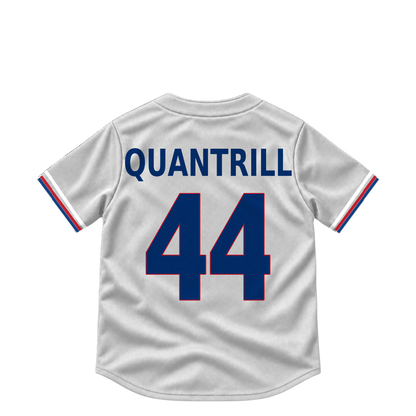 Texas Rangers jersey keychain — Cal Quantrill #44. Exact saved player artwork preview.