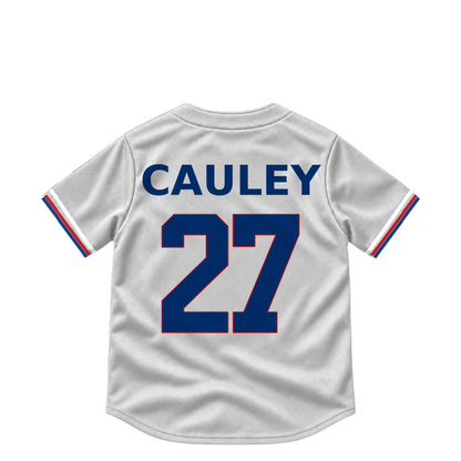 Texas Rangers jersey keychain — Cam Cauley #27. Exact saved player artwork preview.