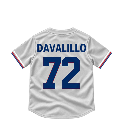 Texas Rangers jersey keychain — David Davalillo #72. Exact saved player artwork preview.